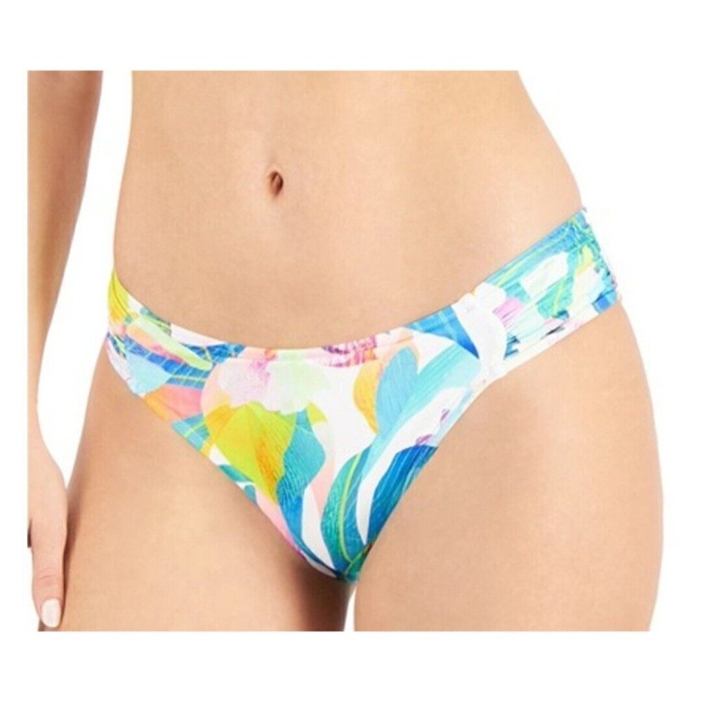 LA BlancaLa Blanca Wild Tropic Printed Ruched-Side Hipster Swim Bottom. Size 10
